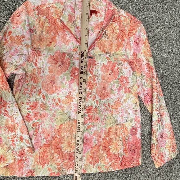 Ladies Medium Jacket Spring Colors Long Sleeve Zipper Pockets Peach Green Joni B - Picture 11 of 15